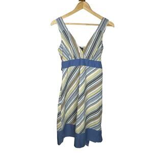 PATAGONIA Netty dress blue green striped organic cotton womans‎ 6